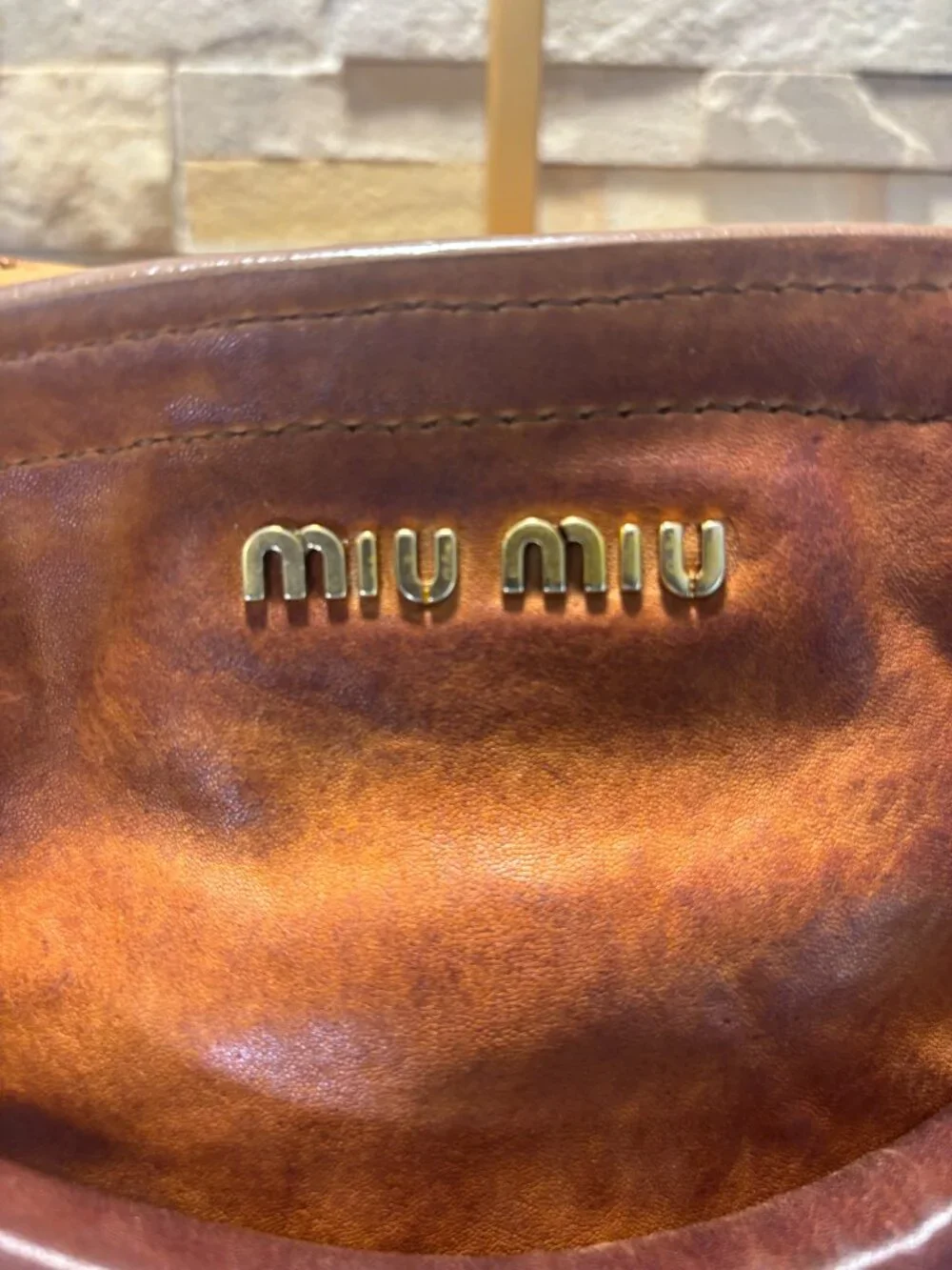 Miu Miu Vintage Ostrich Leather Aviator Hobo Bag Authentic
